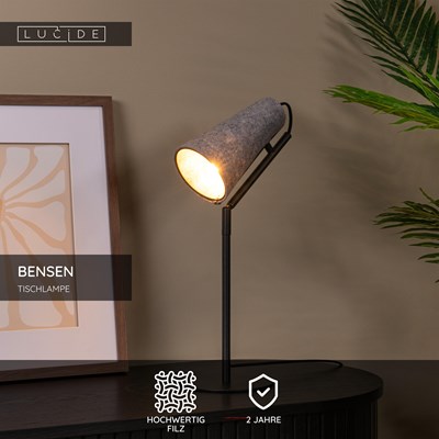 Lucide BENSEN - Tischlampe - 1xE14 - Grau